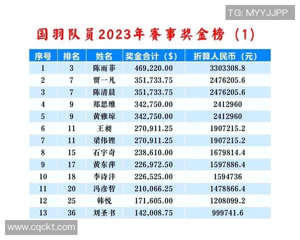 羽毛球国际赛事奖金及排名影响解读